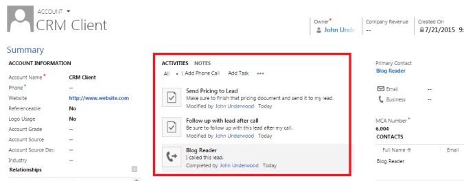 Account Capture - Activities